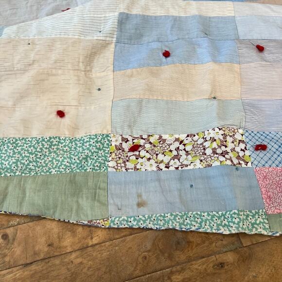 Handmade Nap Quilt Bed Cover Diamond Floral Patchwork Reversible 57" x 72" - Picture 15 of 16